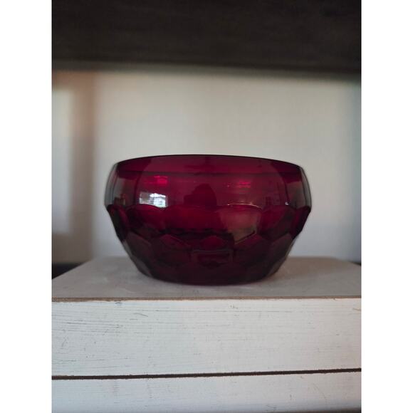 Viking Amberina Georgian Ruby Red Creamer & Open Bowl Sugar Set Vintage Glass - Picture 5 of 9